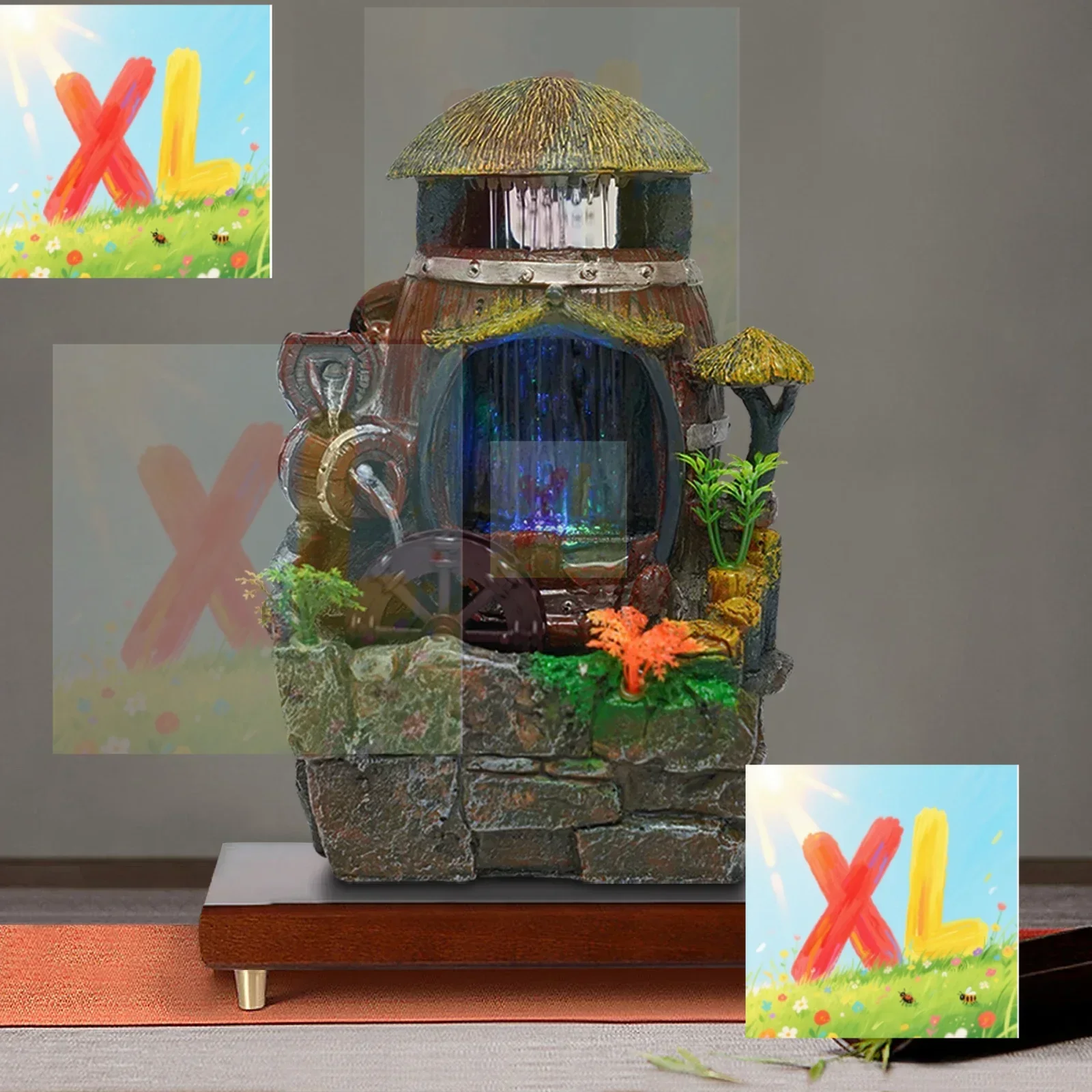 

Rockery Water Fountain Ornament LED Indoor Tabletop Fountain Waterfall Desktop LED Desktop Water Fountain Waterfall Ornament