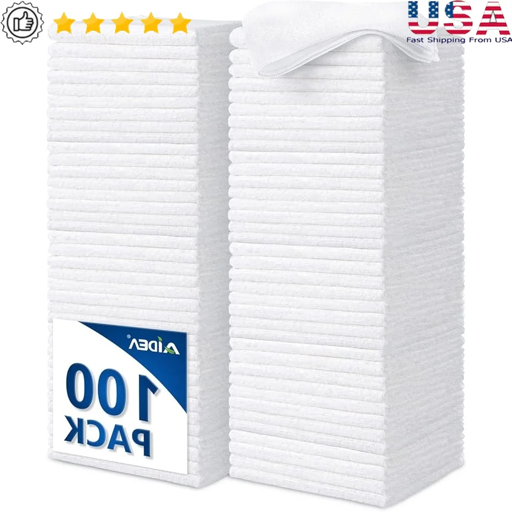 

Салфетки из микрофибры, 100 шт., впитывающие, безворсовые, без царапин, многоразовые, прочные, для чистки кухни, ванной комнаты, полотенца