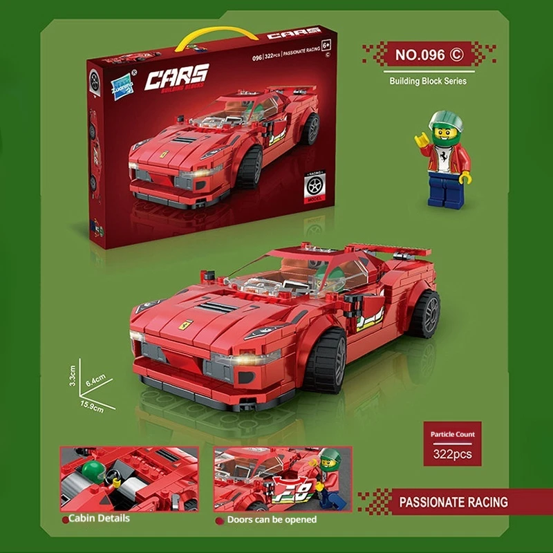 

Building Block Racing Car Small Particle Red Sports Car Model Display Gift For Enthusiasts Collectible Sports Car Ornament