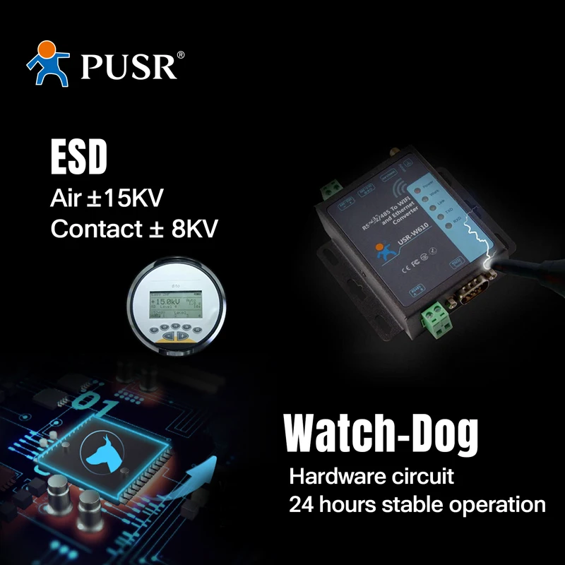 

USR-W610 Промышленный преобразователь WIFI в RS485/RS232 Последовательный и Ethernet Преобразователь RS232 в Wi-Fi поддерживает Modbus RTU в TCP