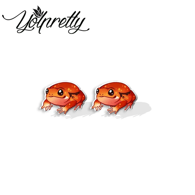 2023 Cartoon Red-Eyed Tree Frog Golden Poison Acrylic Stud Earrings Resin Epoxy Ear Fashion Jewelry Earrings for Women Girls