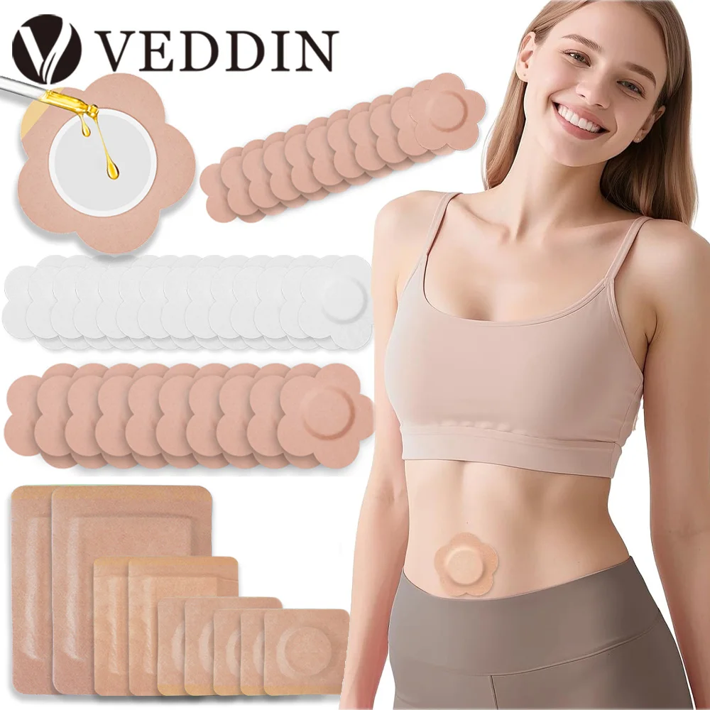 

50/30/10PCS Castor Oil Patches Disposable Organic Cotton Self-Adhesive Castor Oil Pads for Belly Button Anti Leakage Breathable