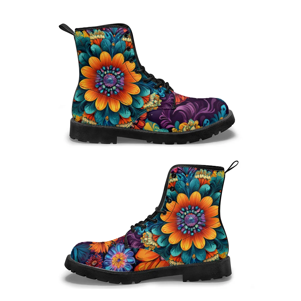 

Customized bohemian style printed high top boots street casual mid-calf boots for men and women