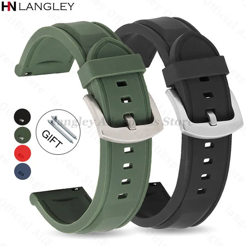 18mm 20mm 22mm 24mm Soft Rubber Strap for Huawei Watch GT4/GT3/2 Band Quick Release Silicone Men Women Sport Waterproof Bracelet