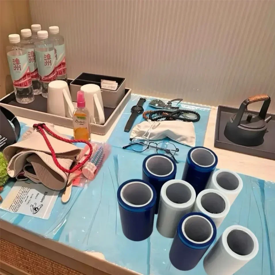 100 Stück Schutzfolienband für Toiletten und Badezimmer verhindert Schmutz und Flecken auf Türgriffen und Schaltern, ohne Spuren zu hinterlassen. – Detail 4