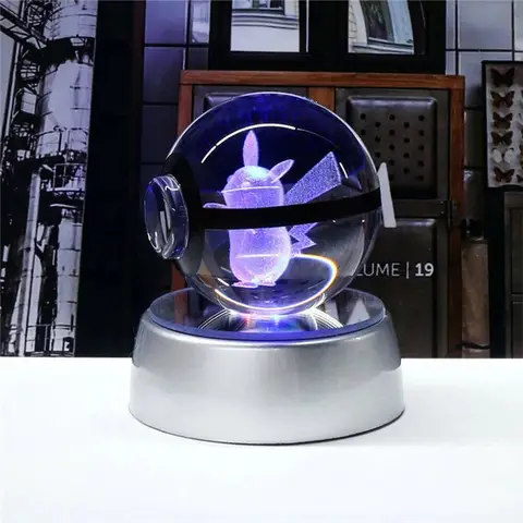 Pokémon 3D Kristallkula Pikachu Gengar Mew Mewtwo Figurer Lampbas Pokeball 3D Pokémon Glaskula Staty Barnfödelsedagspresent 10 best sales gengarlampa - №6