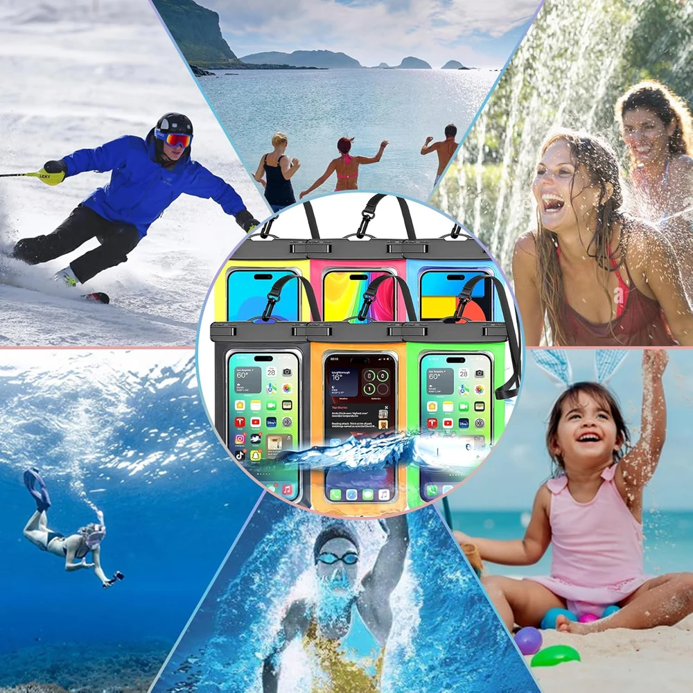 Capa de telefone à prova d'água para natação, bolsa seca subaquática para iphone, huawei, samsung, xiaomi, smartphone, capa transparente, bolsa universal