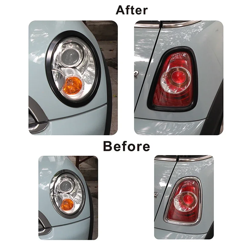 

Для BMW MINI Cooper S/D JCW R55 R56 R57 R58 R59 Черная автомобильная фара, задний фонарь, задние фонари, рамка, кольца, наклейки