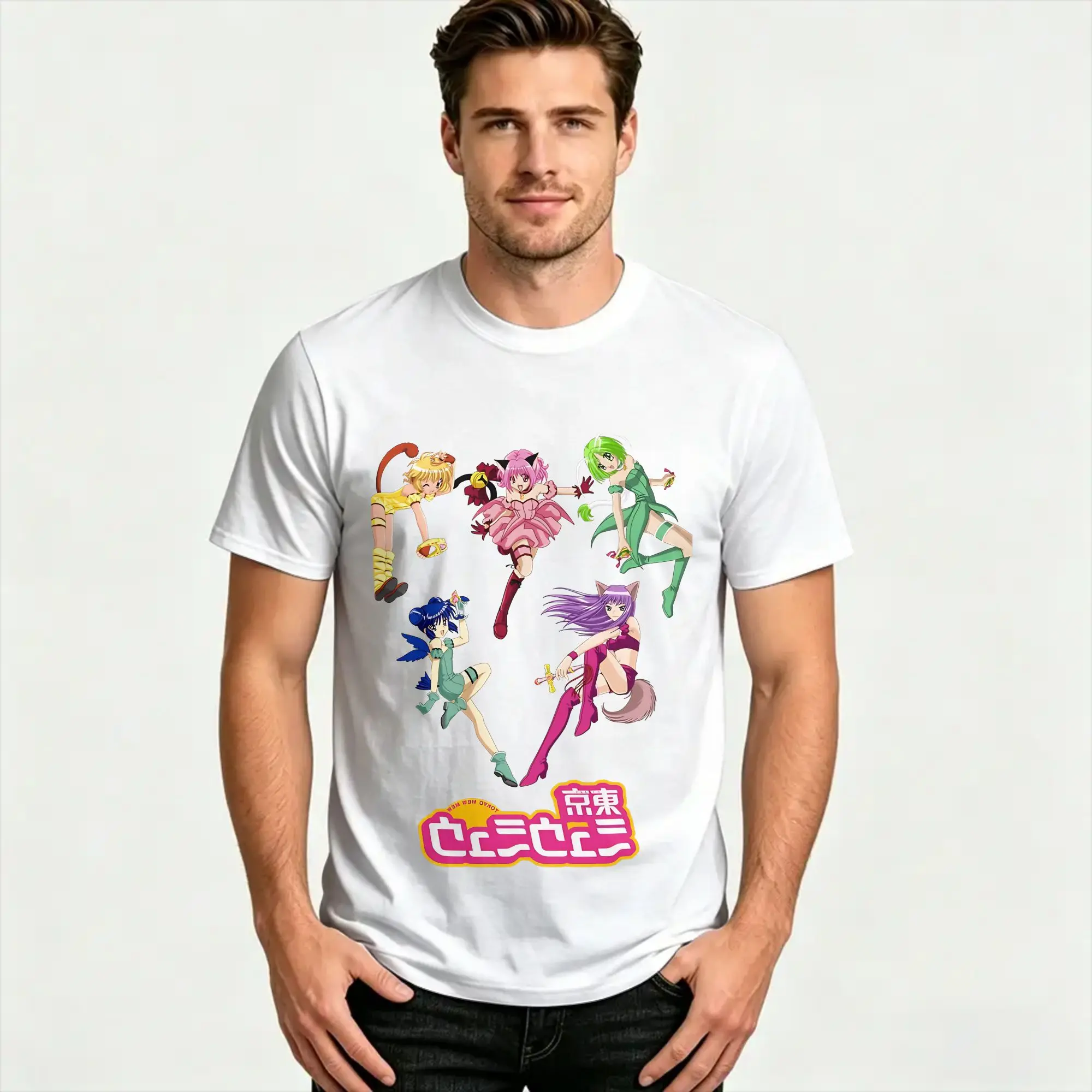 Tokyo Mew Mew T Shirt Mens  Awesome T-Shirts Summer Round Neck Hippie Tee Shirt Design Plus Size Clothes