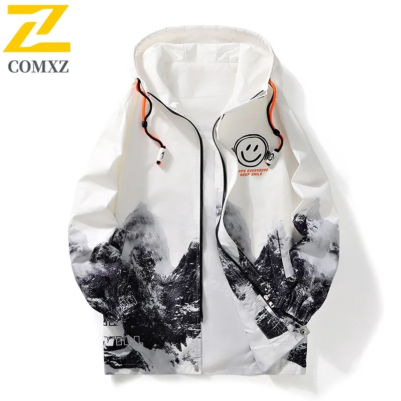 

COMXZ 2025 Мужская куртка, весенне-осенняя студенческая рабочая одежда, модное модное повседневное пальто с градиентом, верхняя одежда в уличном стиле