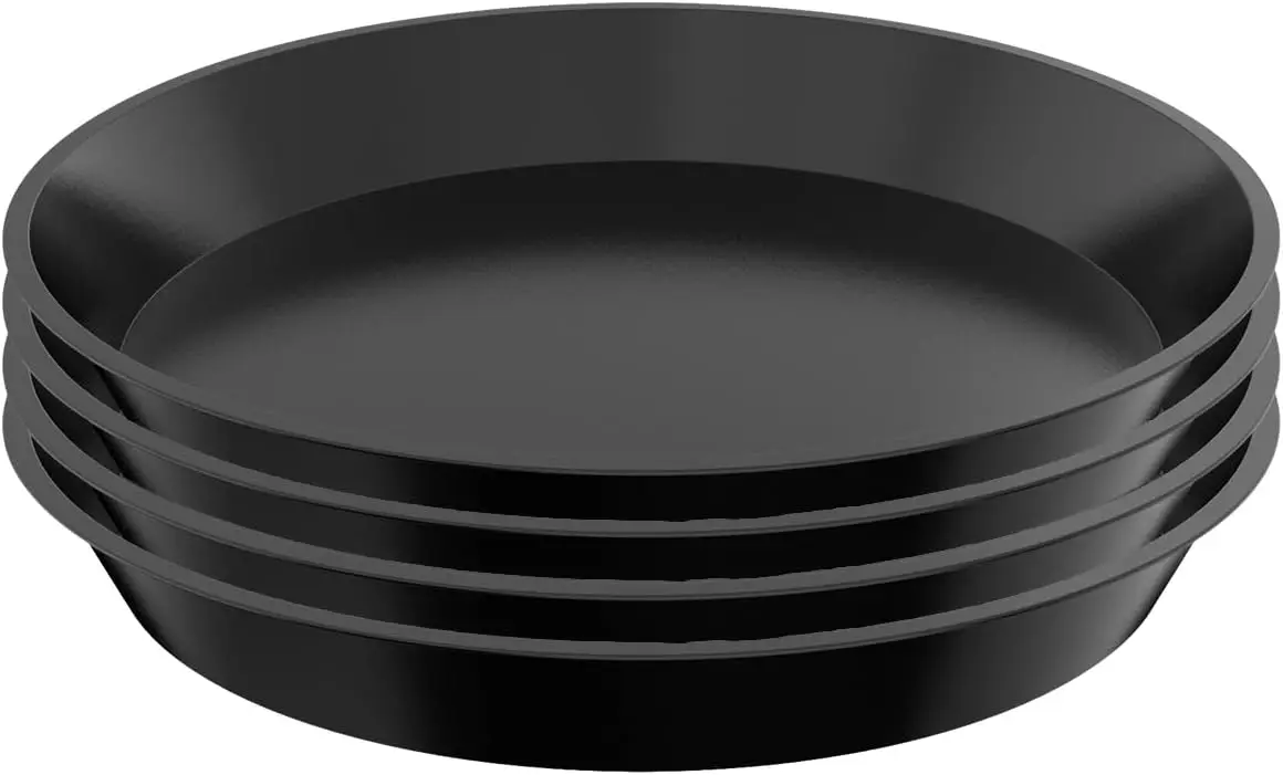 

4-Pack Plant Saucers, 10 Inch Plastic Drip Trays for Indoor Outdoor Pots, Black/White