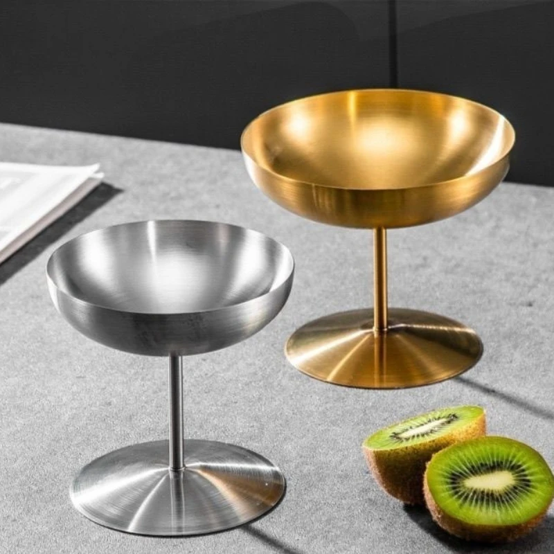 Stainless Steel Ice Cream Cup, Tall and Short Ice Cream High-legged Cup, Hotel Restaurant Cocktail Dessert Pudding Cup