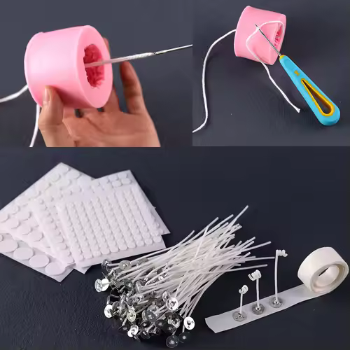 Smokeless Candle Wicks 2.6-20cm Pre-Waxed Cotton Core Wicks with Metal Sustainer Tabs DIY Handmade Candle Making Tools - Image 5