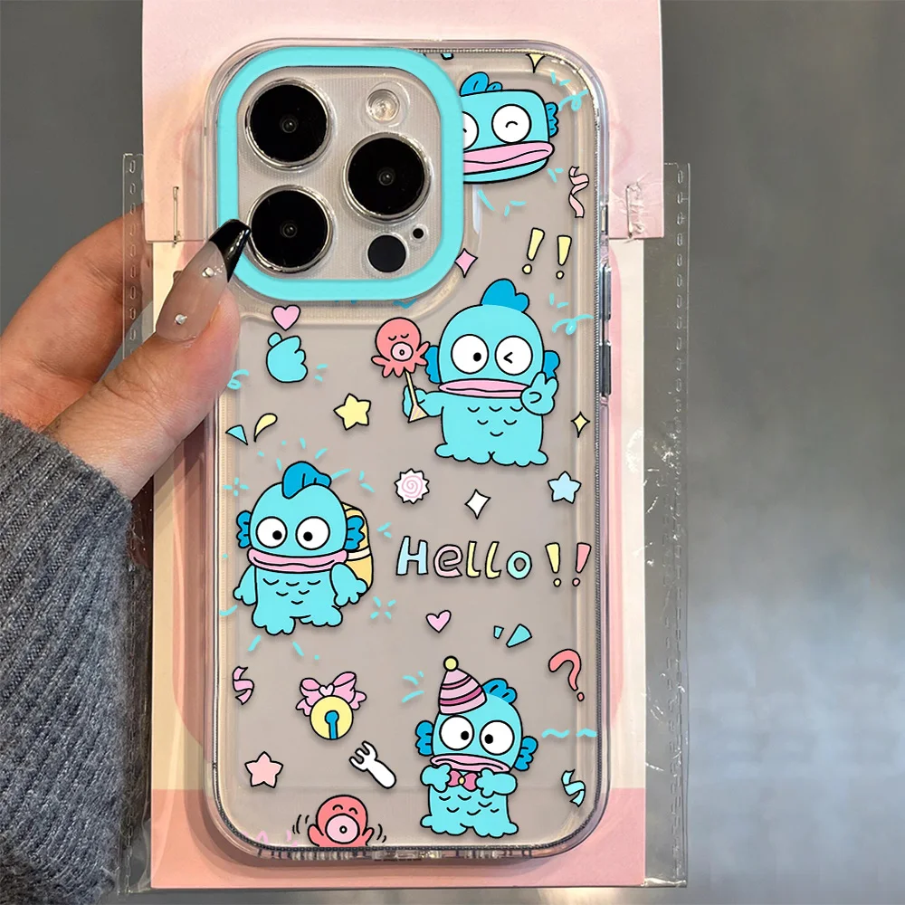 Cute Sanrios Hangyodon Phone Case For Oppo A2 A3 A9 A5 A16 A53 A55 A60 A72 A76 A78 A92 A92S A74 A97 A98 Pro 5G Transparent Cover