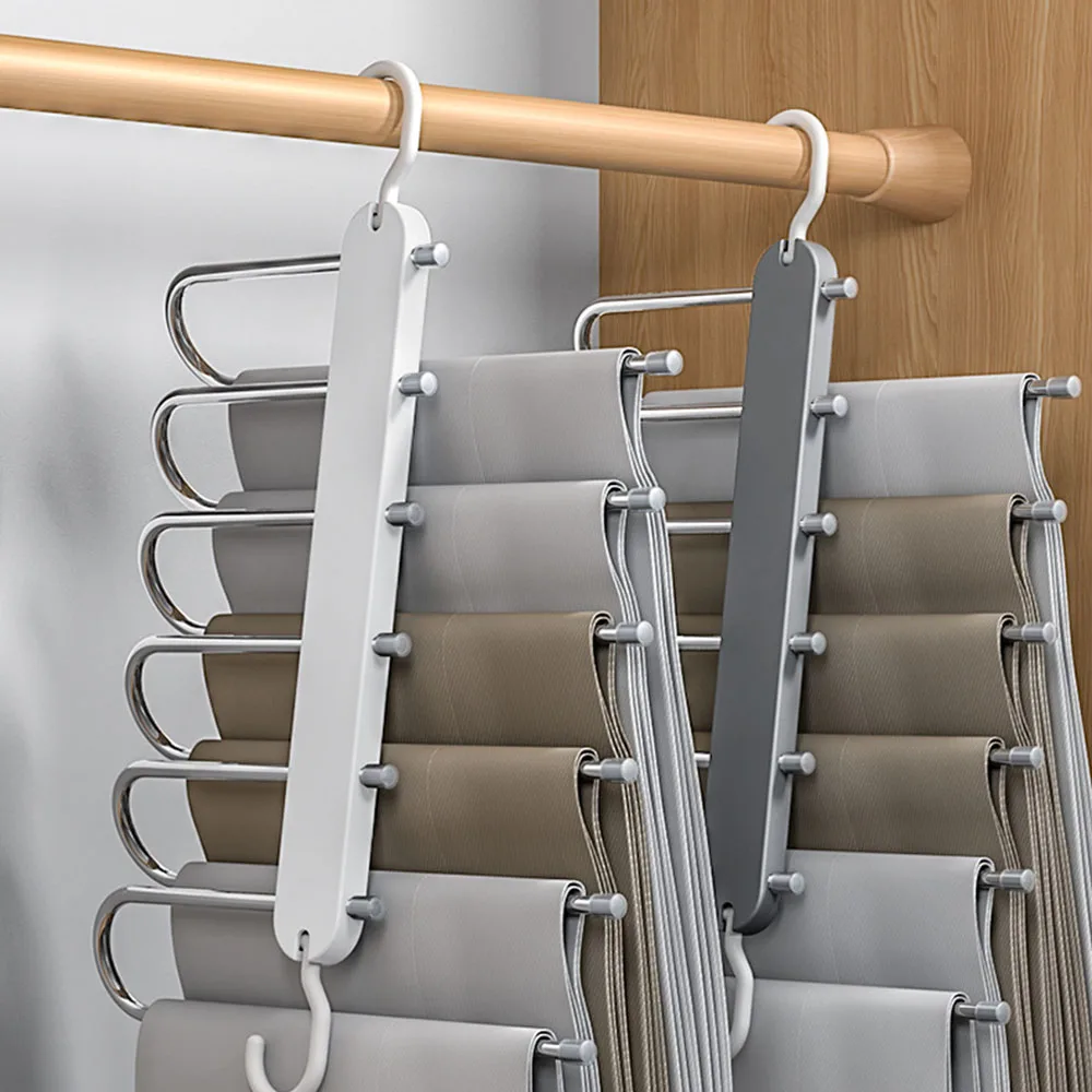 Multilayer Stainless Steel Clothes Trouser Hangers Pants Storage Hangers Retractable Clothes Organiser Rack Home Storage Hanger