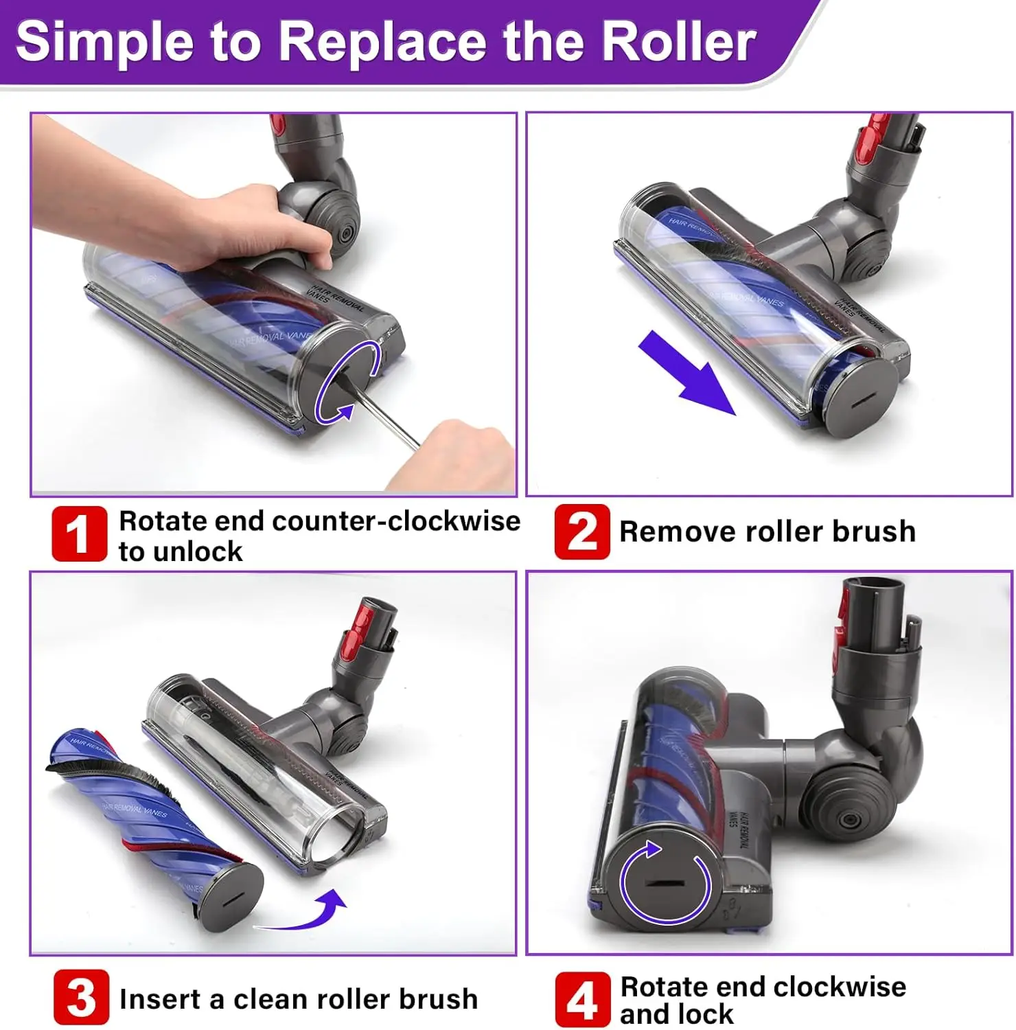 Para aspirador de pó dyson v10 v11 v7 v8 v15, peças de cabeça de limpeza de acionamento direto, peças de reposição de cabeça de motor, fixação de escova de turbina