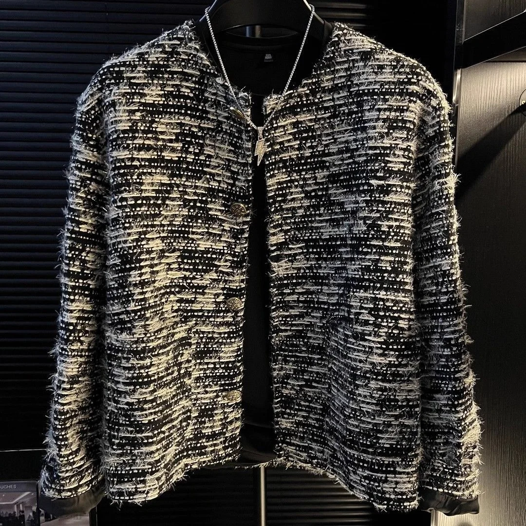 

Мужская куртка-жакет с подплечниками в корейском стиле, премиум-класса, стильная, без воротника, из полиэстера, приталенного кроя, для весны, осени и зимы