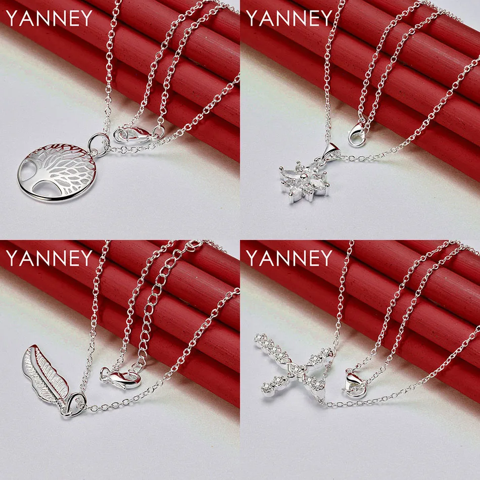 

Elegant 925 Sterling Silver 16-30 Delicate Leaf Tree Necklace Women's Party Accessories Wedding Gift Jewelry