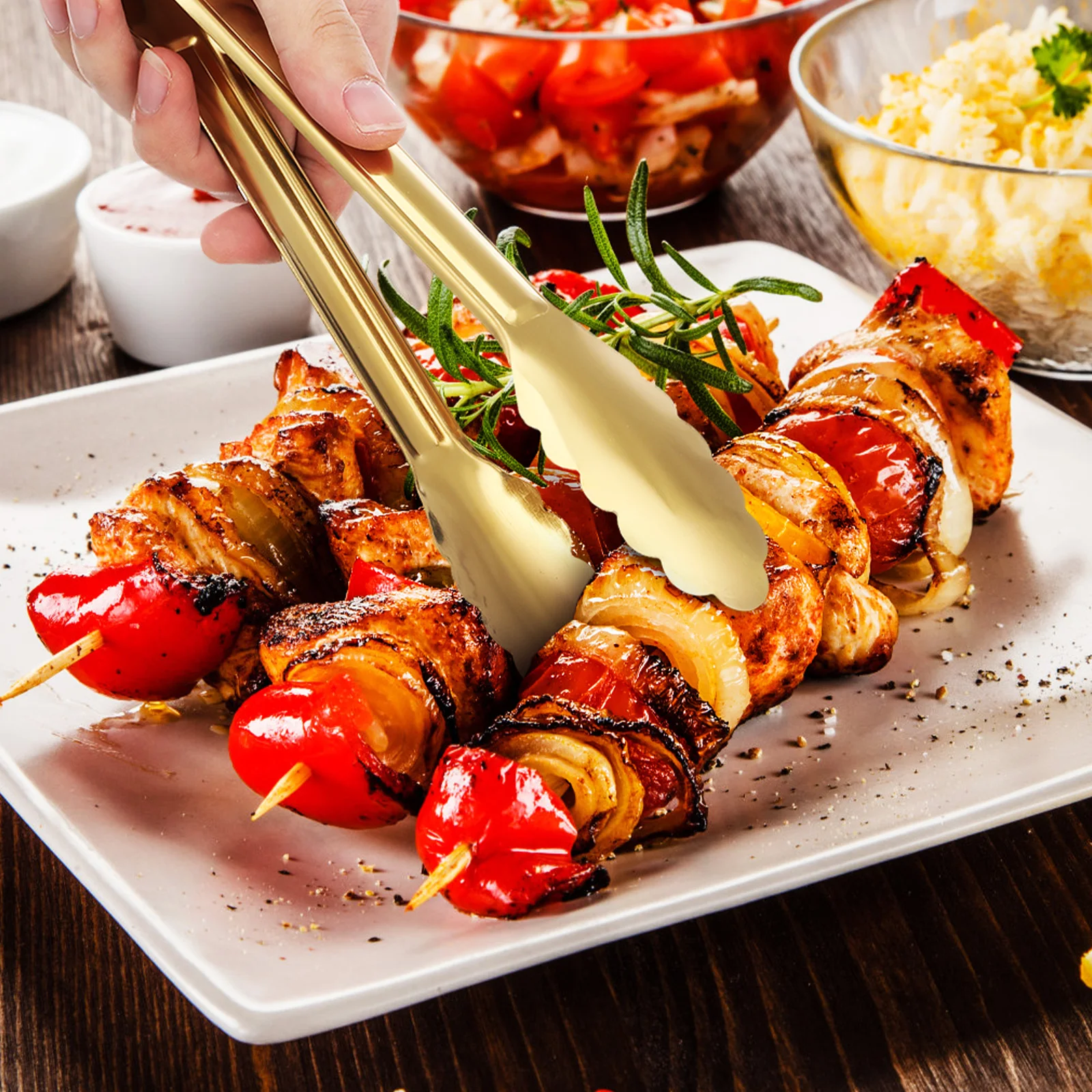

4pcs Plum Blossom Clip Salad Barbecue Buffet Serving Tools Kitchen Food Serving Tongs For Buffet Steak Tongs Utensils