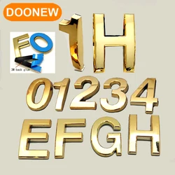 Placa de puerta de Color dorado, número de casa de 5CM, letras y números decorativos personalizados de plástico ABS, etiqueta adhesiva de dirección de buzón hogar numeros casa exterior buzon exterior casa buzon chapas