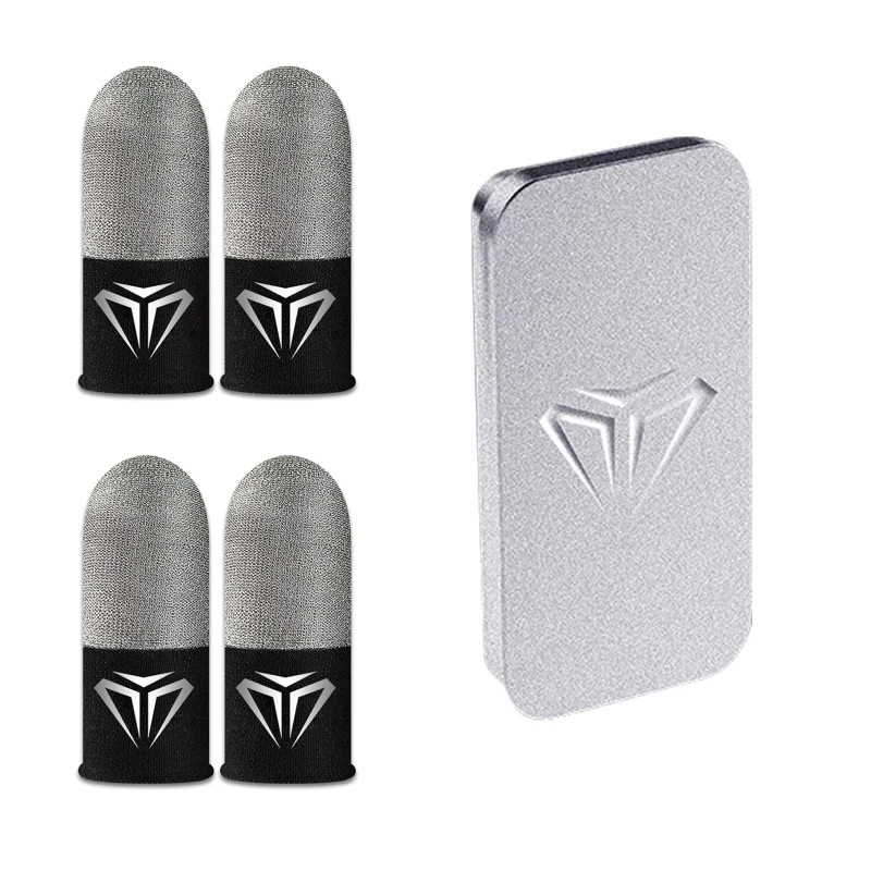 2 Pairs Mobile Game Fingertip Gloves with Storage Box Sweatproof Breathable Anti-slip Touch Screen Finger Sleeve