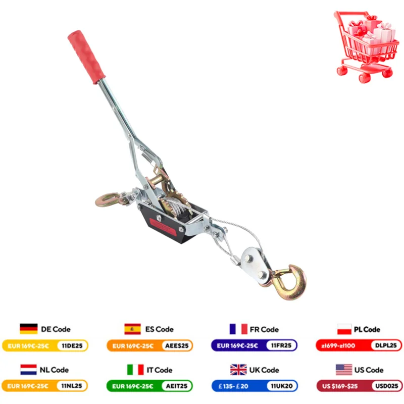 

2/4T трос ручной съемник автомобильный подъемник съемники силового кабеля инструмент для затяжки мини-натяжитель двойной крючок подъемный инструмент