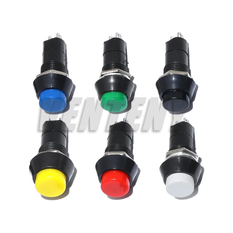 1PC PBS-11A PBS-11B 12mm self-locking Self-Recovery Plastic Push Button Switch momentary 3A 250V AC 2PIN 6Color