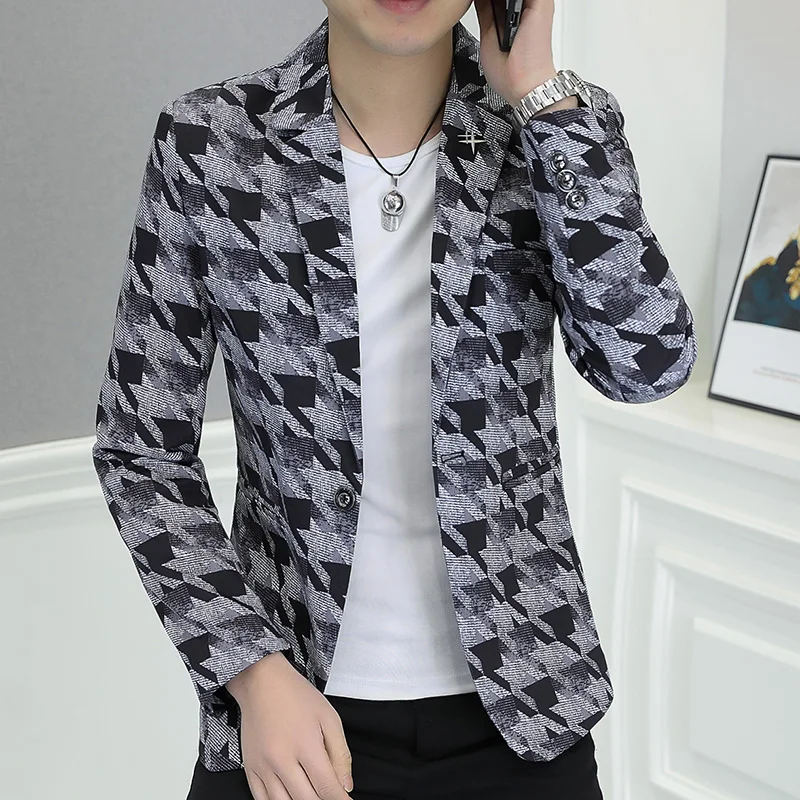 Main Product 2024 Hot New Korean Pattern Suit for Young Men Slim Casual Small Suit Formal Single West Coat Coat Men