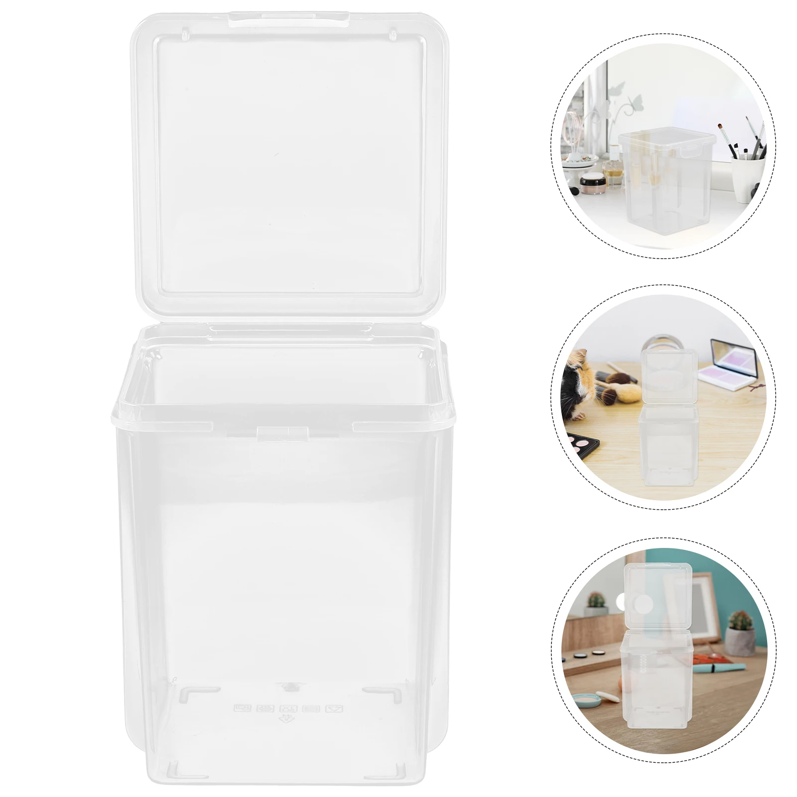 

2pcs Storage Box Transparent Clear Plastic Stationery Container Classroom Office Organizing Box with Lid for Documents