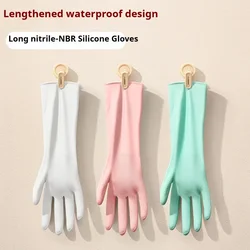 1Pair NBR Dishwashing Gloves Extra Long Thick Nonslip Wearresistant Kitchen Housework Cleaning Car Washing Clothes Rubber Gloves