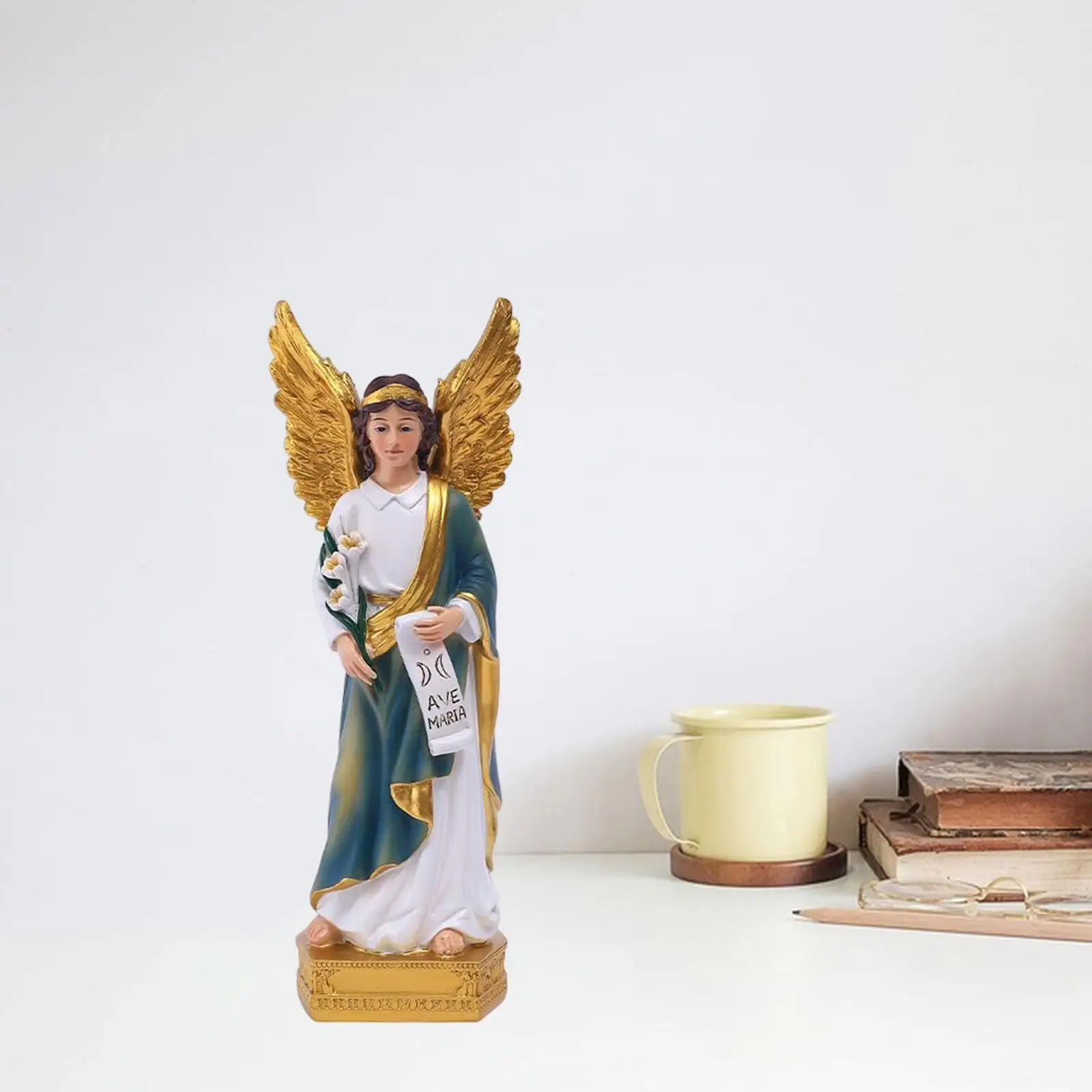Resin Figurines Sculpture Tabletop Wedding Christian Virgin Mary Statue Desk