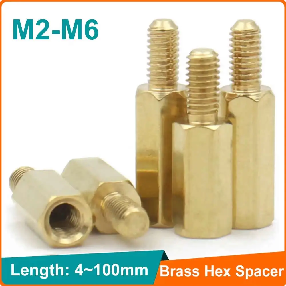 5/50pc Solid Brass Copper M2 M2.5 M3 M4 Hex Standoff Hexagon Pillar M-F F-F Male-Female Female Spacer for PCB Board Motherboard