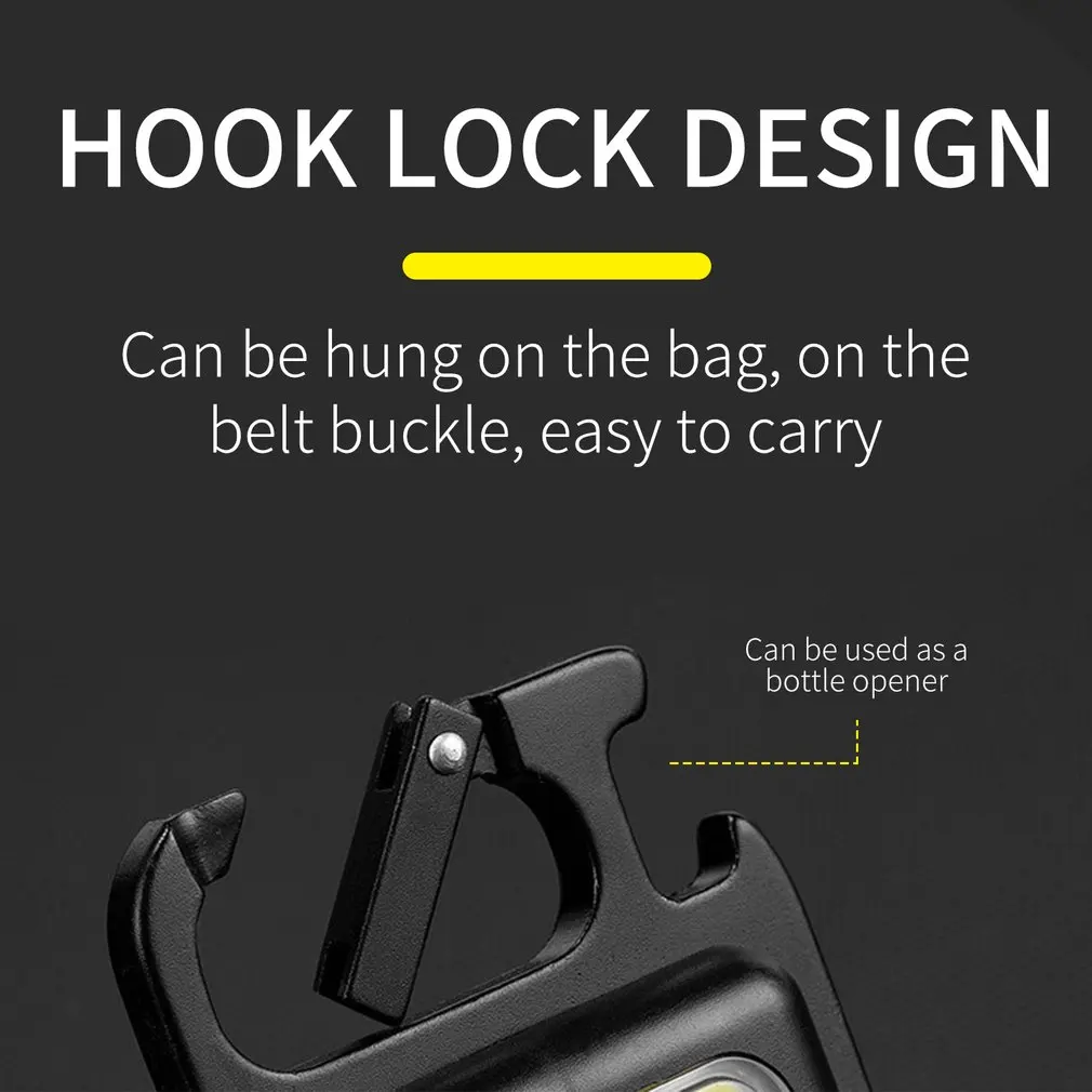 Mini LED 1500LM Flashlight Work Light Portable Pocket Flashlight Keychains USB Rechargeable For Outdoor Camping Small Corkscrew