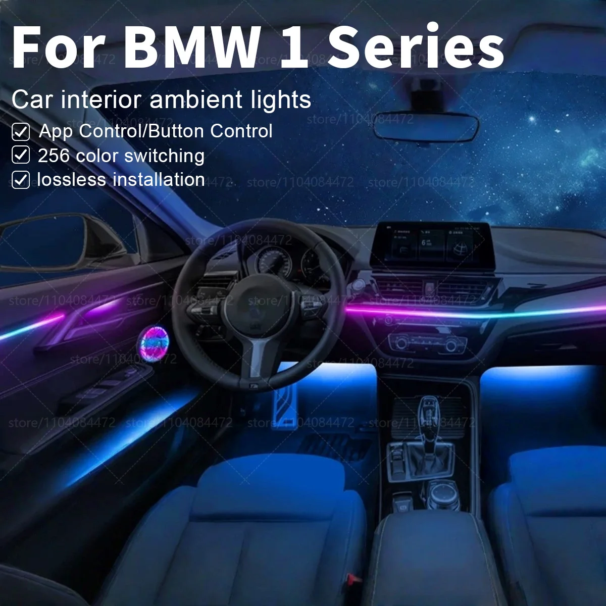 

For BMW 1 Series 22in1 RGB Car Interior Acrylic Car Ambient Lights RGB Hidden Acrylic Strip Decoration Atmosphere Accessories