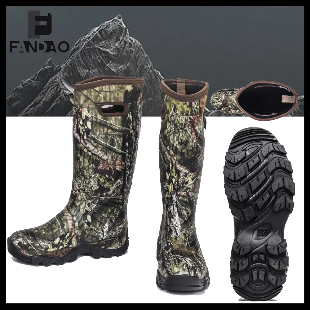 

Tactical camouflage knee-high boots Men's Outdoor Hunting Boots Waterproof Anti-Slip Warmth Rubber Boot for Winter Field Fishing