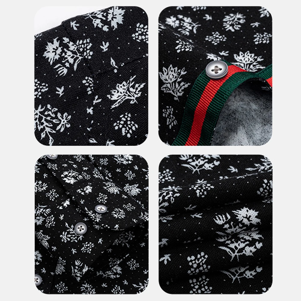 Мужская повседневная оксфордская рубашка из 100% хлопка с цветочным принтом и нагрудным карманом, весенне-осенние рубашки на пуговицах с контрастной планкой