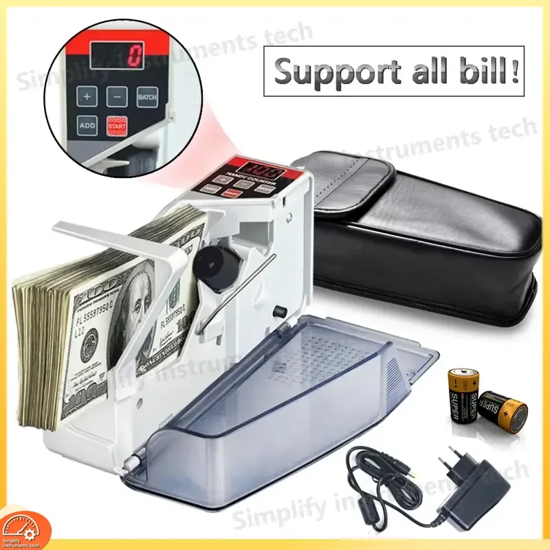 Portable Mini Money Counter for Banknotes Cash Notes Counting Device with Fast Speed Automatic Detection and LCD