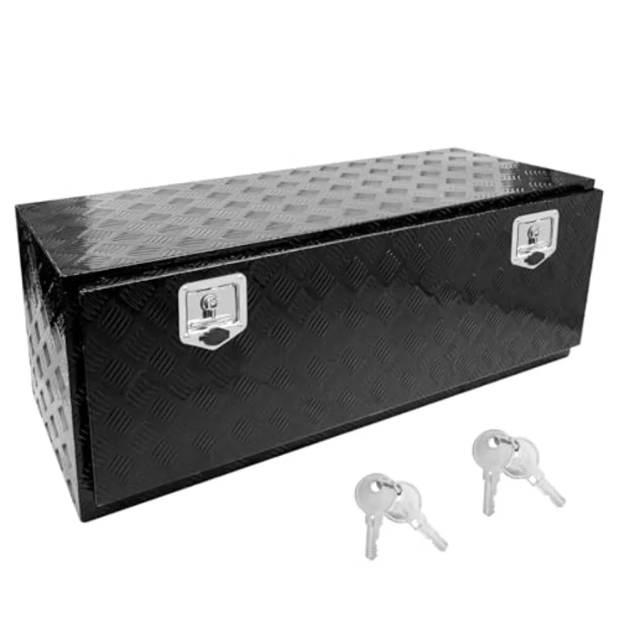 

48 * 18 * 18 Aluminum Heavy Duty Diamond Plate ToolBox Chest Box Pick Up Truck Bed RV Trailer Toolbox Storage Organizer with T-