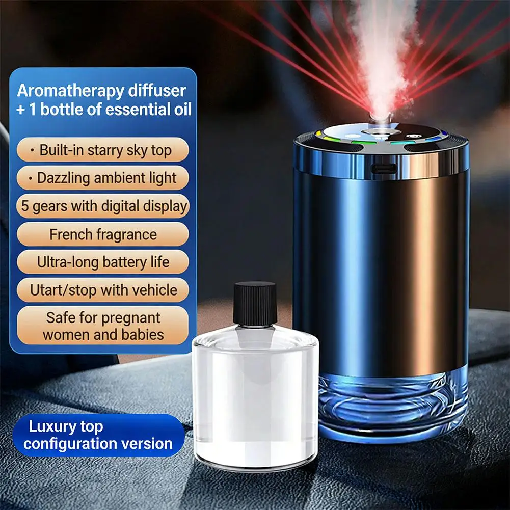 Smart Sensing Car Air Freshener Auto Fragrance Diffuser Type-C Rechargeable Car Aroma Machine (perfume not included)