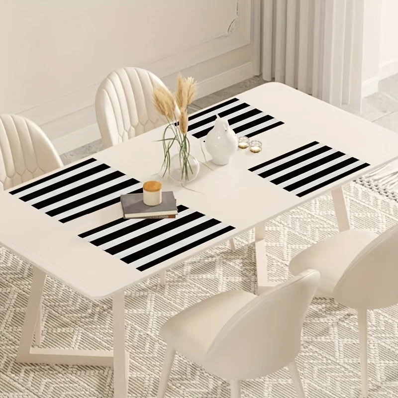 1 pc Black And White Stripe Linen Placemats for Parties Holiday Table Mats Kitchen Dining Home Decoration Linen Table Placemats