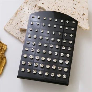 36pairs Mixed Sizes Rhinestone Stud Earrings For Women Girls Crystal Earrings Set Wedding…