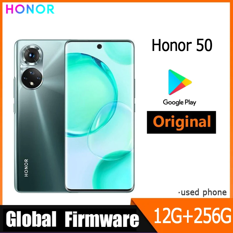

HONOR 50 5G Smartphone Global Firmware 6.57-inch 4300mAh camera 108MP+32MP RAM 12GB ROM 256GB used phone