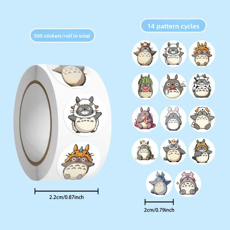 500 Stück Mein Nachbar Totoro Niedliche Aufkleber-Rolle Wasserfeste DIY-Sticker für Handyhülle Laptop Wasserflasche Scrapbook-Dekoration – Detail 1