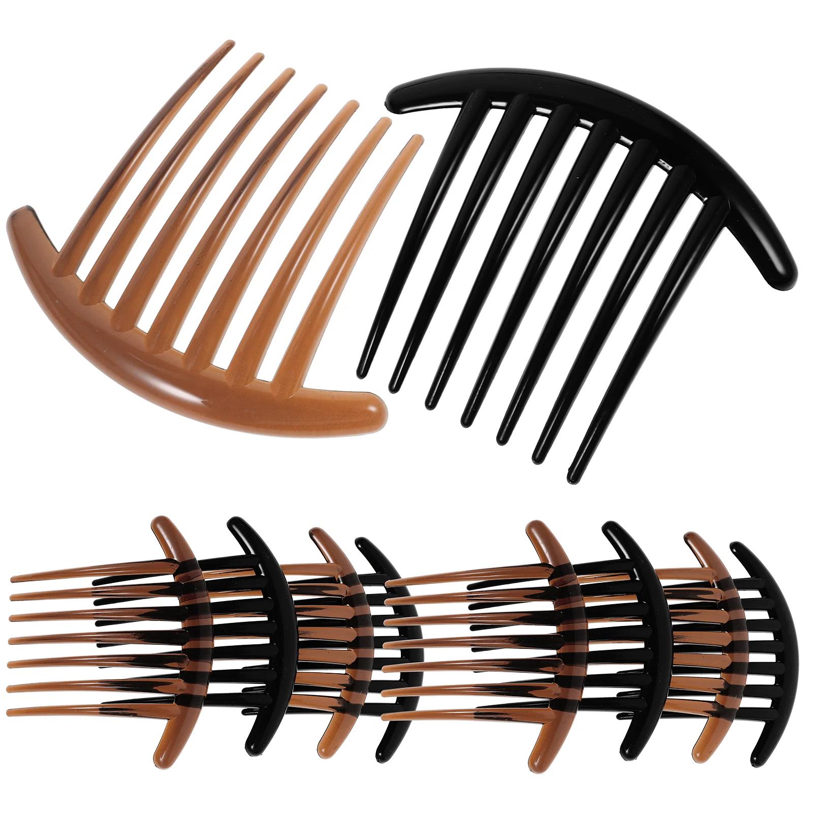 10PCS Hair Combs Acrylic Hair Side Combs 7-teethed Insert Combs for Women Lady Girls (Black and Coffe for Each 5pcs)