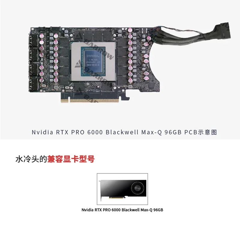 Barrow GPU Water Block for NVIDIA RTX Pro 6000 / 5000 Blackwell Max-Q 96G Server Version Card, All-metal Radiator BS-PR6000-PA