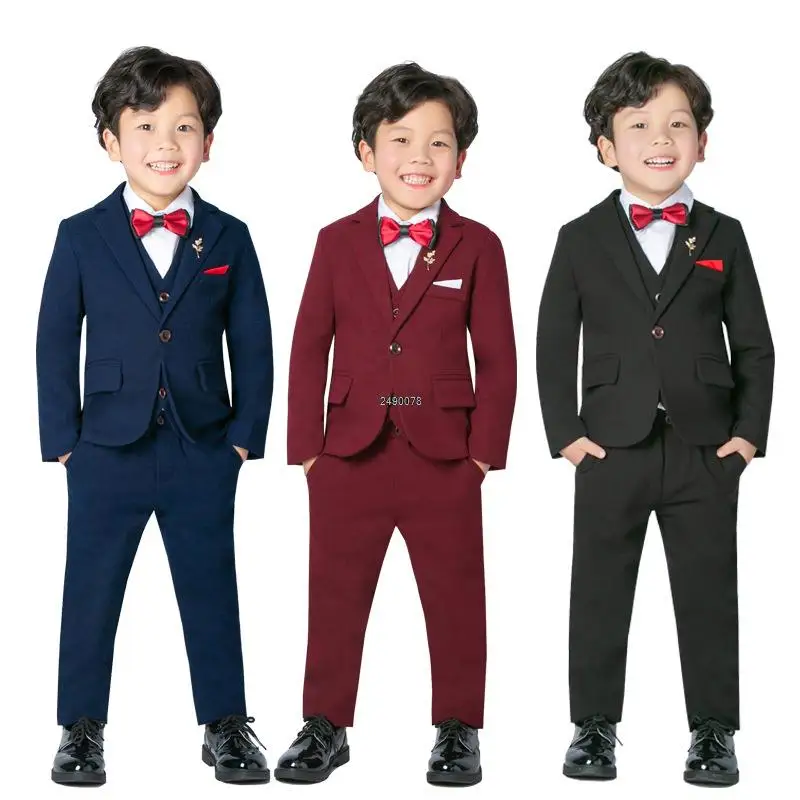 Wedding Suit For Boys Children Wine Red Stage Performance Formal Suit Kids School Suit Children Birthday Ceremony Chorus Costume