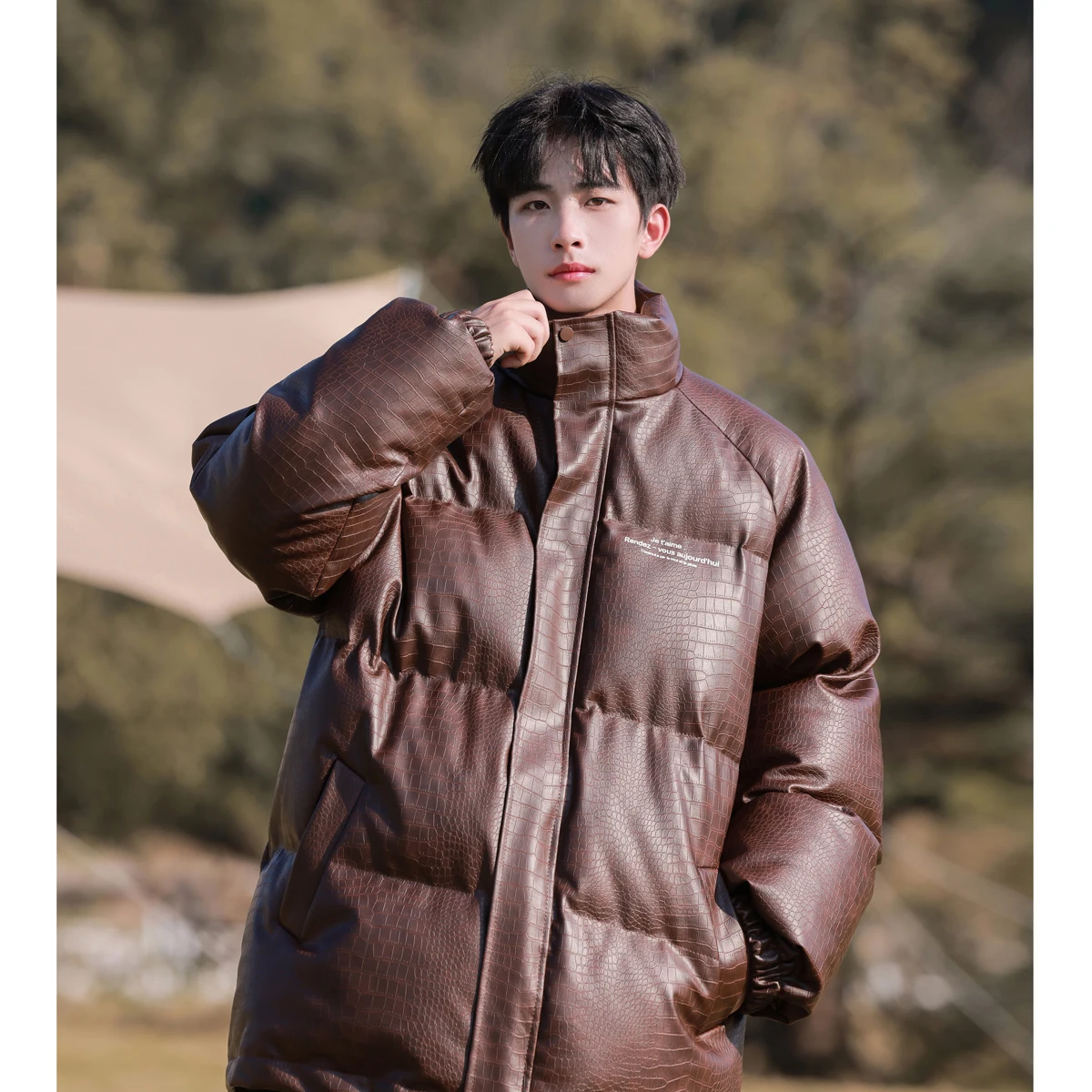 

Мужская зимняя утепленная куртка из искусственной кожи с хлопковой подкладкой в американском стиле, молодежная, для защиты от холода, свободного кроя, повседневная