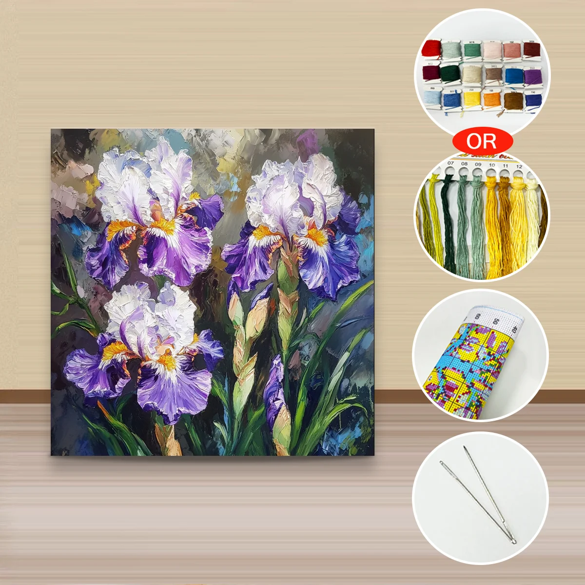 1 Stück 40x40 cm/15,74 Zoll, 11CT/14CT Kreuzstich-Set, DIY Valentinstagsgeschenk, Stickerei-Set für Festivals, Blumen – Detail 3