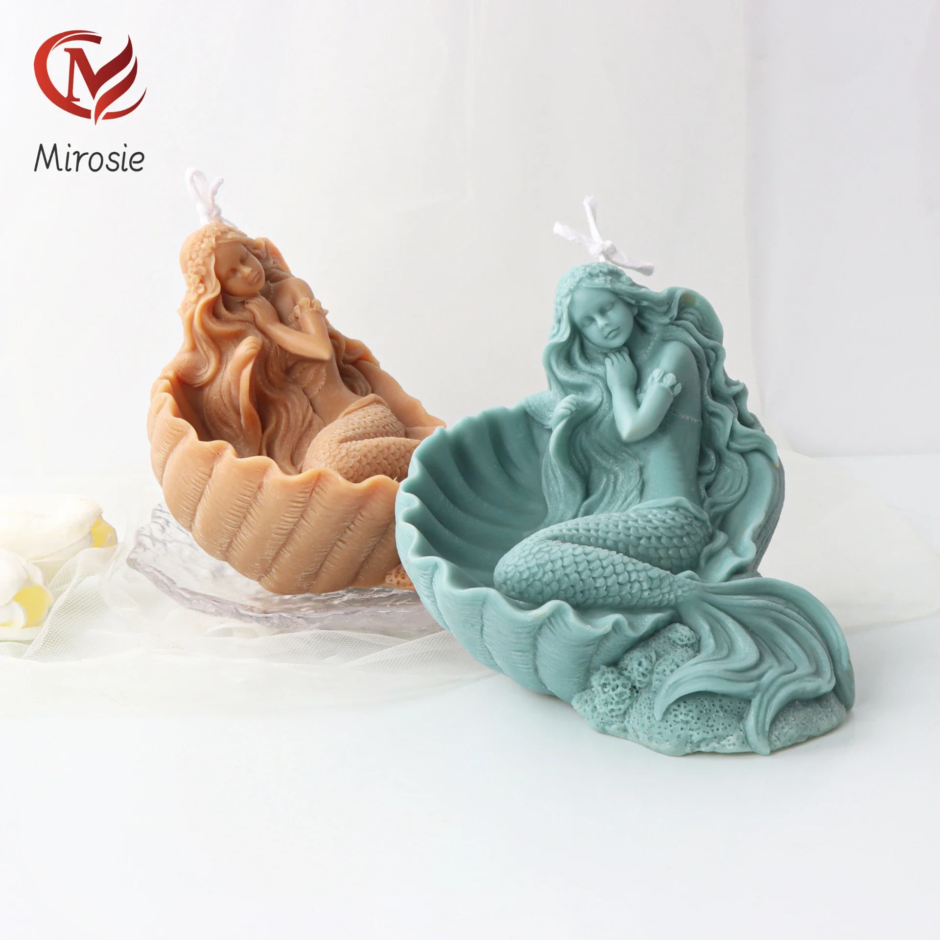 

Mirosie 3D Sleeping Shell Mermaid Candle Mold Silicone Sleeping Mermaid Plaster Resin Molds Fondant Cake Decorating Tools