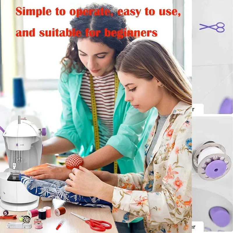 Nouvelle machine à coudre électrique multifonctionnelle 2-en-1 pour la maison, disponible en 8 couleurs avec deux options d'alimentation pour un changement flexible. La machine présente un design compact et léger, portable et facile à ranger, avec une qualité exceptionnelle.